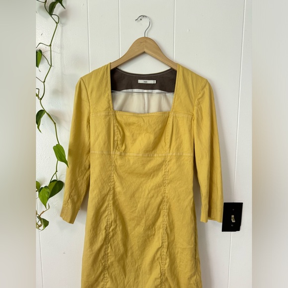 Stills Atelier Butter Yellow Linen Square Neck Dress Size 8 US /  38 EU - Picture 2 of 6